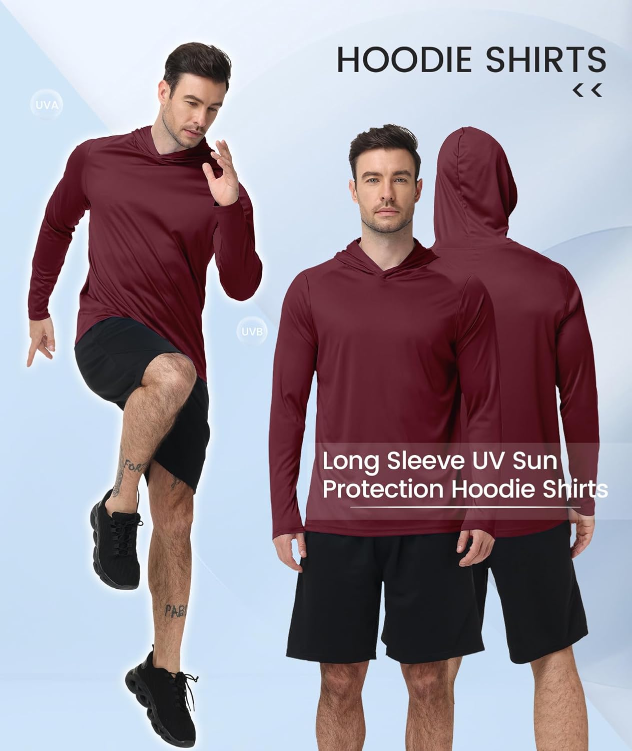 ZITY 3 Pack Men's Sun Protection Hoodie Shirt Fishing Shirts for Men UPF 50+ Long Sleeve Shirt Lightweight Rash Guard - Image 4