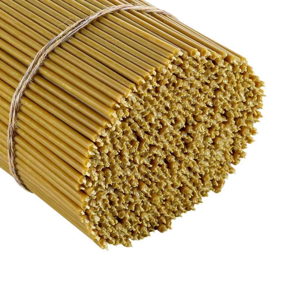 Danilovo Ritual Kerzen 100% cera de abeja (amarillo) – Velas ortopédicas para oración y decoración de mesa de boda – no tóxicas, N120, altura: 16 cm, diámetro: 5,4 mm (500 unidades – 1670 g)