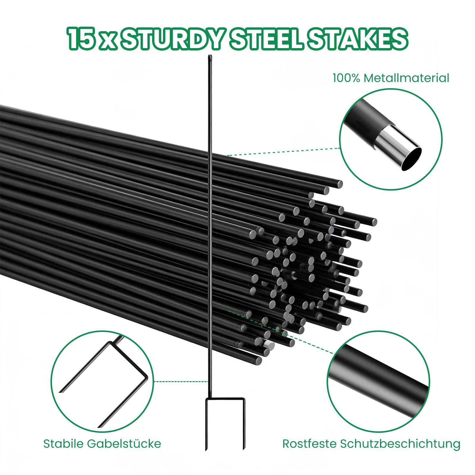 SUNYRISY Hühnerzaun Gartenzaun 100cm hoch, 25m lang Mobiler Hundezaun Weidezaun Steckzaun Geflügelnetz Begrenzungszaun Maschendrahtzaun Schafzaun, 15 x Pfosten, Schwarz Diamond