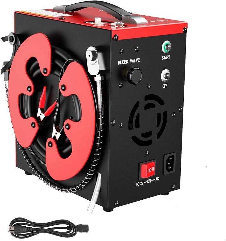 GX-E-CS3-I PCP Air Compressor 4500Psi,Built-in Converter, Auto-Stop | Portable,Oil-Free,Built-in Water-Oil Separator Filter,Powered by 12V DC or Home 110V AC,Quick‑Fill for Airgun and Paintball