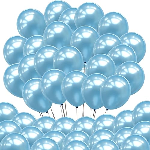 Neo LOONS 100 globos de látex azul claro perla de 5 pulgadas, ideales para niños, cumpleaños de adultos, bodas, recepciones, baby showers, peleas de