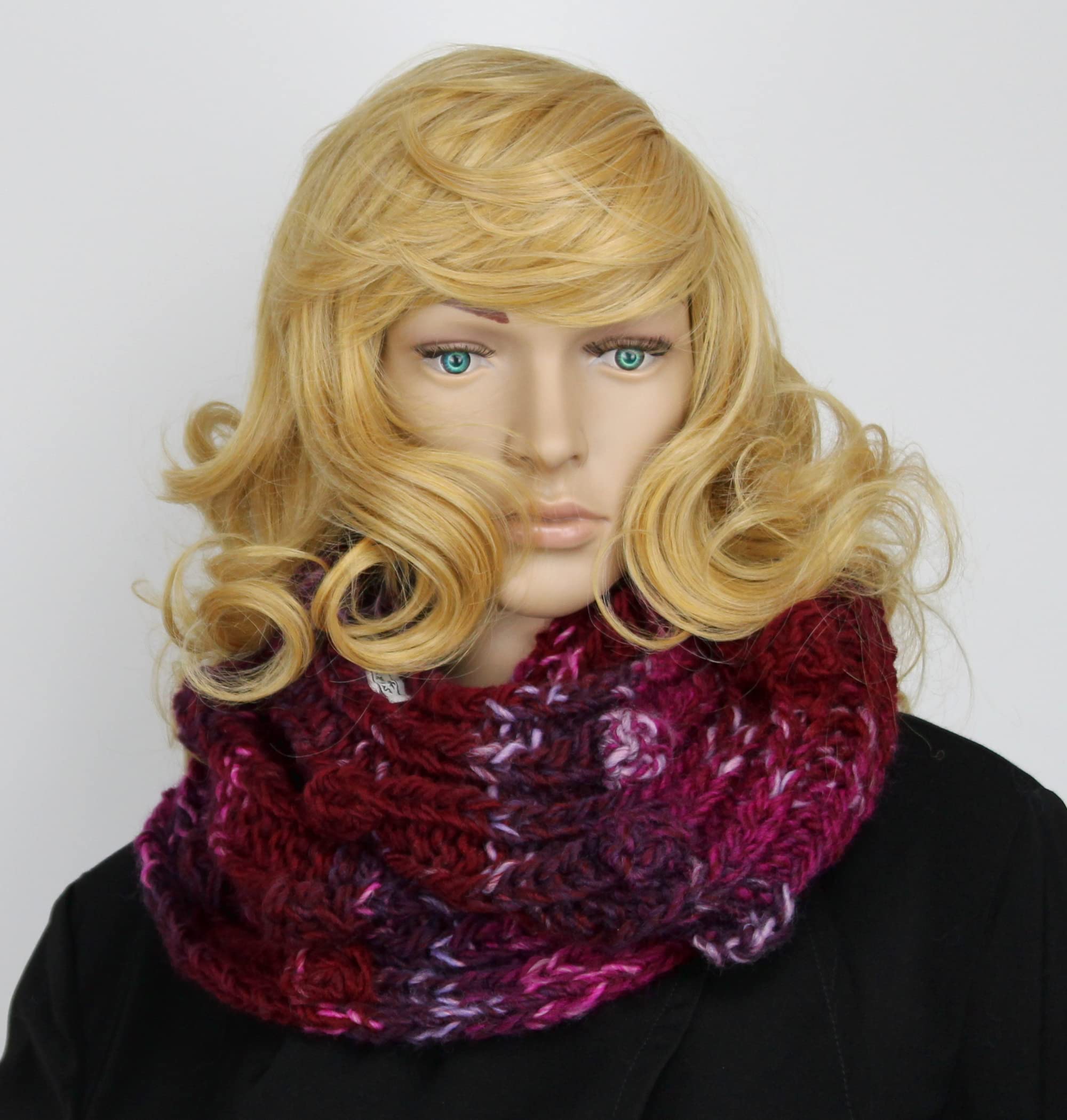 H.E.Arts Strickloop Damen weinrot meliert Schulterschmeichler Bordeaux Loop mit eingestrickten Noppen
