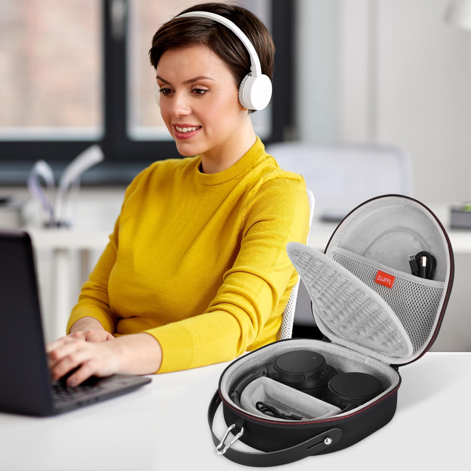 Funda rígida EVA para auriculares inalámbricos Sony WH-CH710N/WH-CH720N/WH-CH701N con cancelación de ruido, bolsa de almacenamiento protectora de viaje premium (gris)