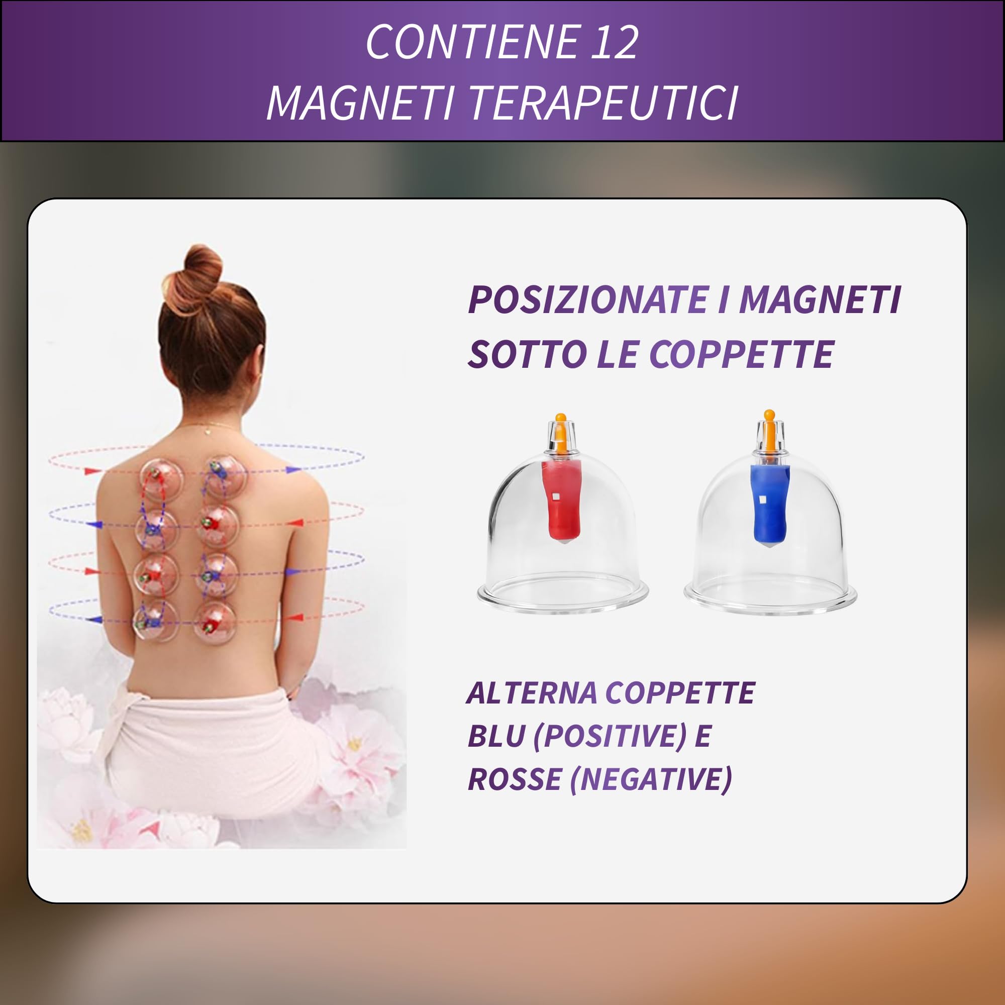 Uplife Set Coppettazione con 24 Coppette Massaggio Schiena - Per Cupping Therapy, Vacuum Terapia. Ventosa per Trattamento Cellulite e Sollievo dai Dolori Muscolari