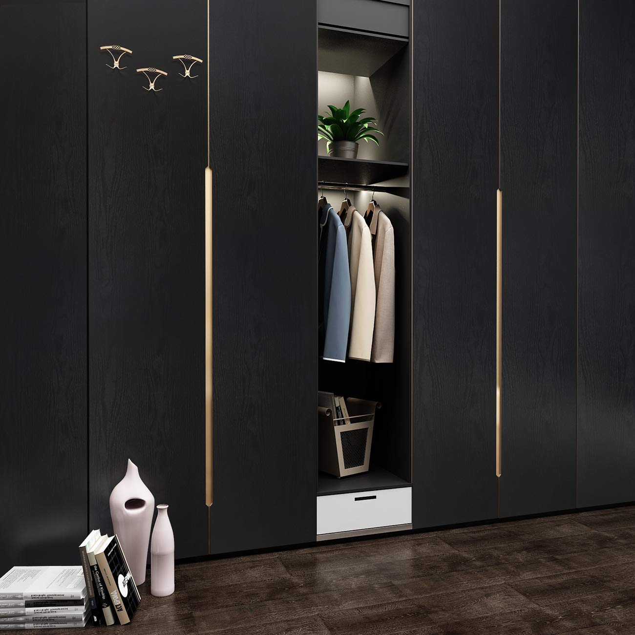 VEELIKE Houten panelen, behang, houtlook, zwart-grijs, 40 x 900 cm VEELIKE Houten panelen, behang, houtlook, zwart-grijs, 40 x 900 cm