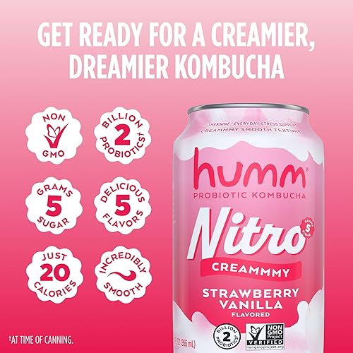 Miniatura 34 de Humm Paquete variado de refrescos probióticos espumosos, crema de limón y bayas, cero azúcar, cero calorías, 2 mil millones de probióticos, vitamina