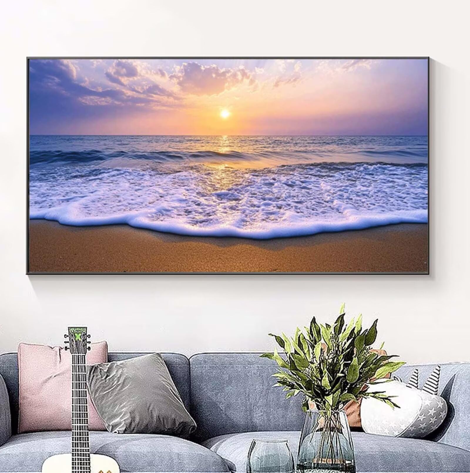 Diament Malarstwo Dorosły Duży Format Zachód słońca, 5D Diament Haft Diamentowy Kompletny zestaw, Plaża Ścieg krzyżykowy Cyrkonie Diament Sztuka rekreacyjna Kreatywne Rozrywki Dorośli, Wystrój 100 x