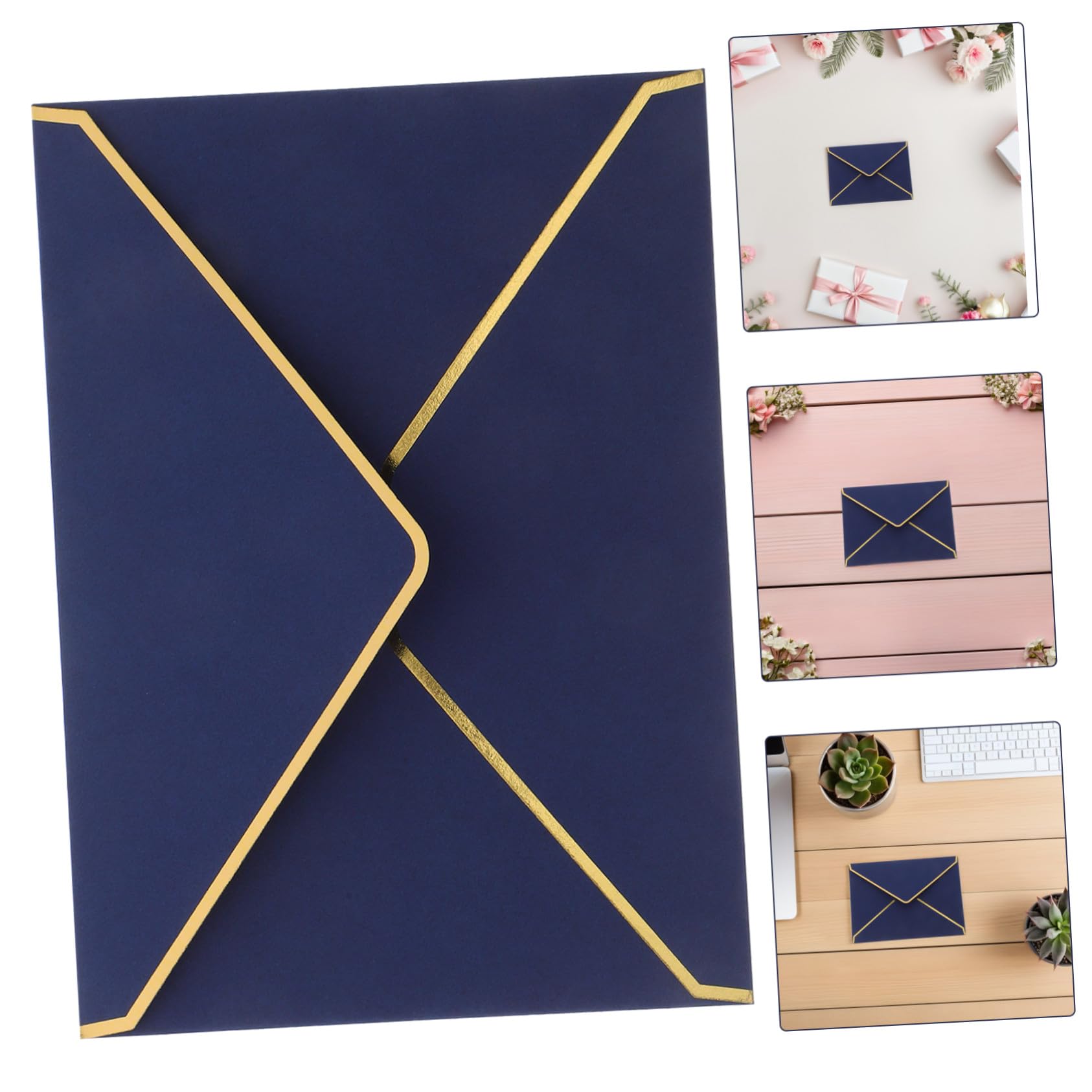 Buste V-flap 50 Pezzi in Carta con Bordo Oro per Inviti