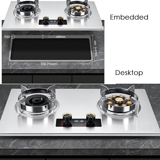 Estufa Gas 2 Quemadores Empotrable y Sobremesa Multigas Plateado miniatura 3