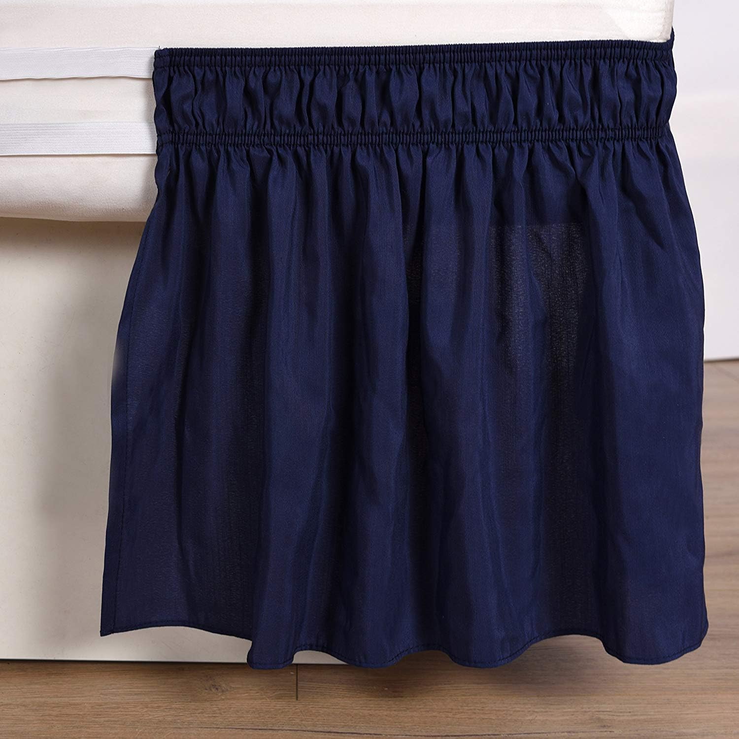 Elegant Decor 650 Thread Count Bed Skirt - 100% Egyptian Cotton 19" Drop Length - Luxury Wrap Around Elastic Dust Ruffled - Hotel Premium Quality Wrinkle Free Bed Skirt - King (White)