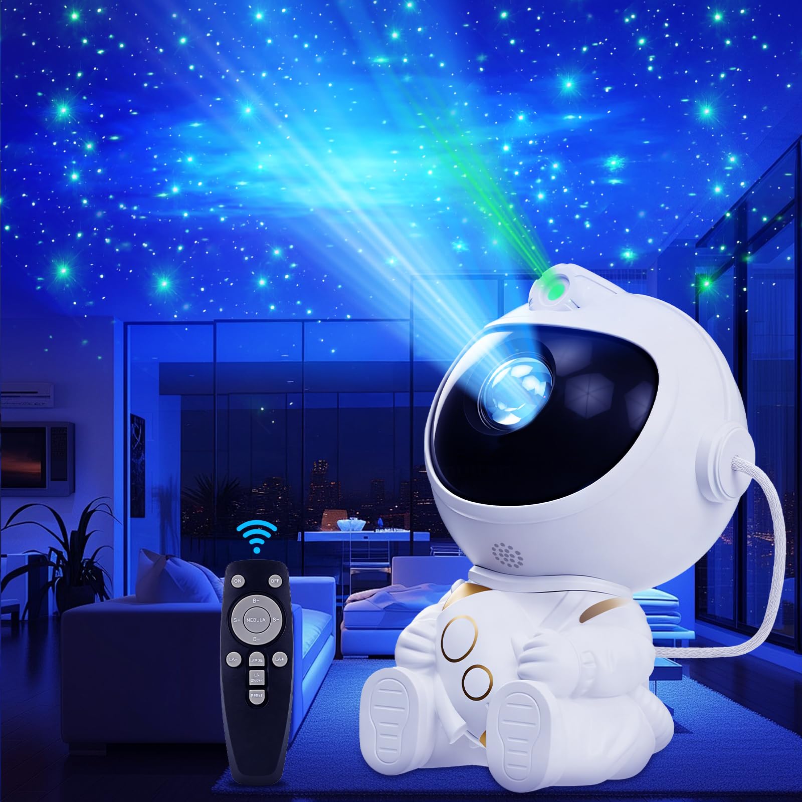 Astronauta Proyector Galaxia,Astronaut Galaxy Star Proyector de Techo avec 8 Modos de Nebular,1 Modos de Cielo Estrellado,Proyector de cielo estrellado astronauta,Regalos Para Niños y Adultos