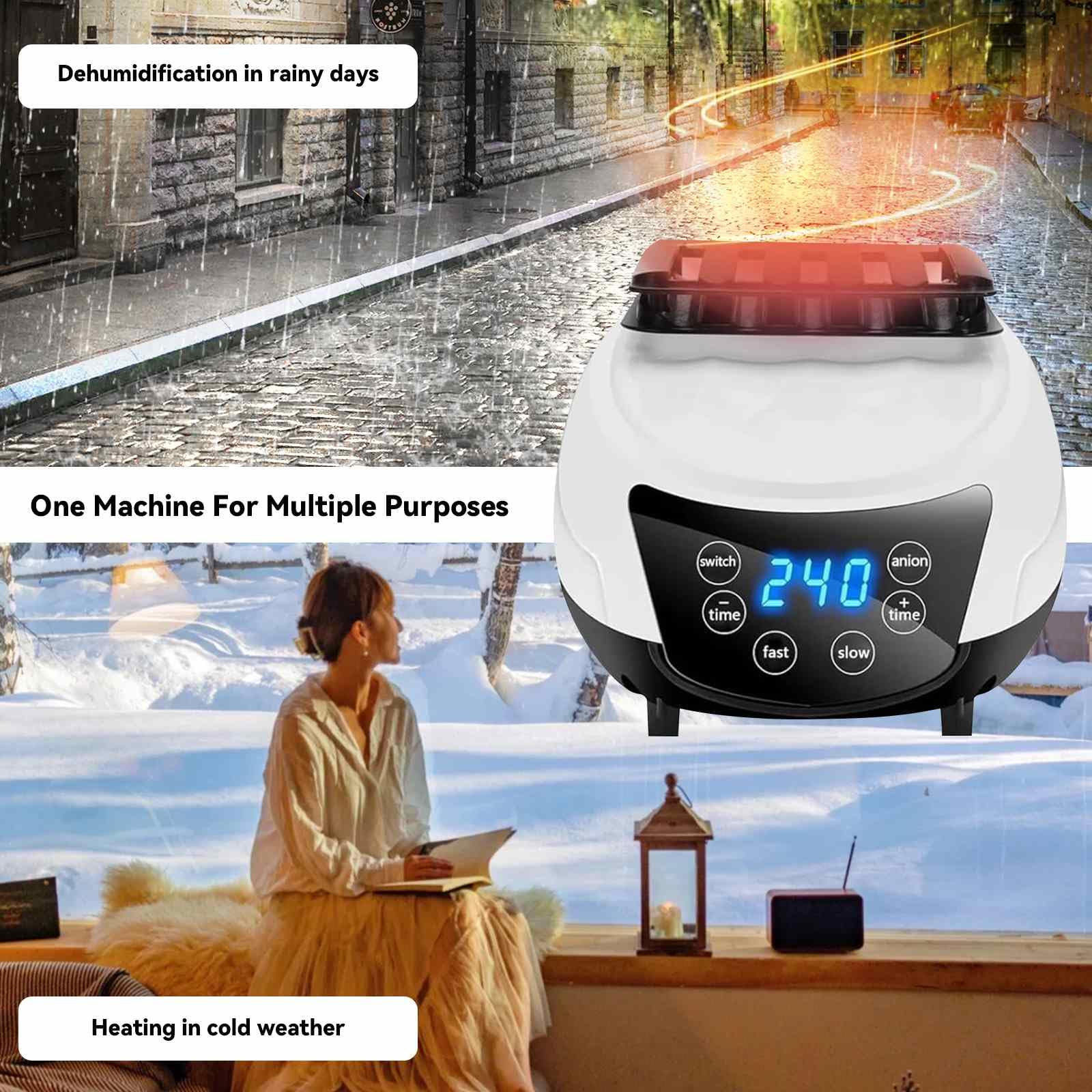 Elektrischer WäSchetrockner Mit Heizfunktion, 31cm Mini WäSchetrockner, Tragbarer WäSchetrockner, Mit Timer 60/120/180/240min, Led-Anzeige, 1500w, Mit Fernbedienung, FüR Die WäSche Im Haus