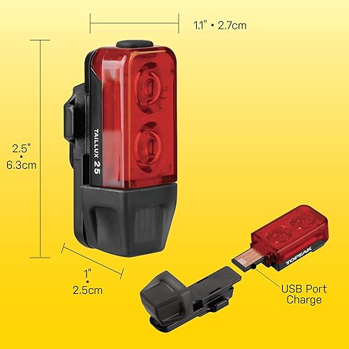 Miniatura 2 de Topeak TailLux 25 USB - Luz trasera LED de alta visibilidad de 25 lúmenes con carga USB sin cables, montaje sin herramientas y múltiples modos para