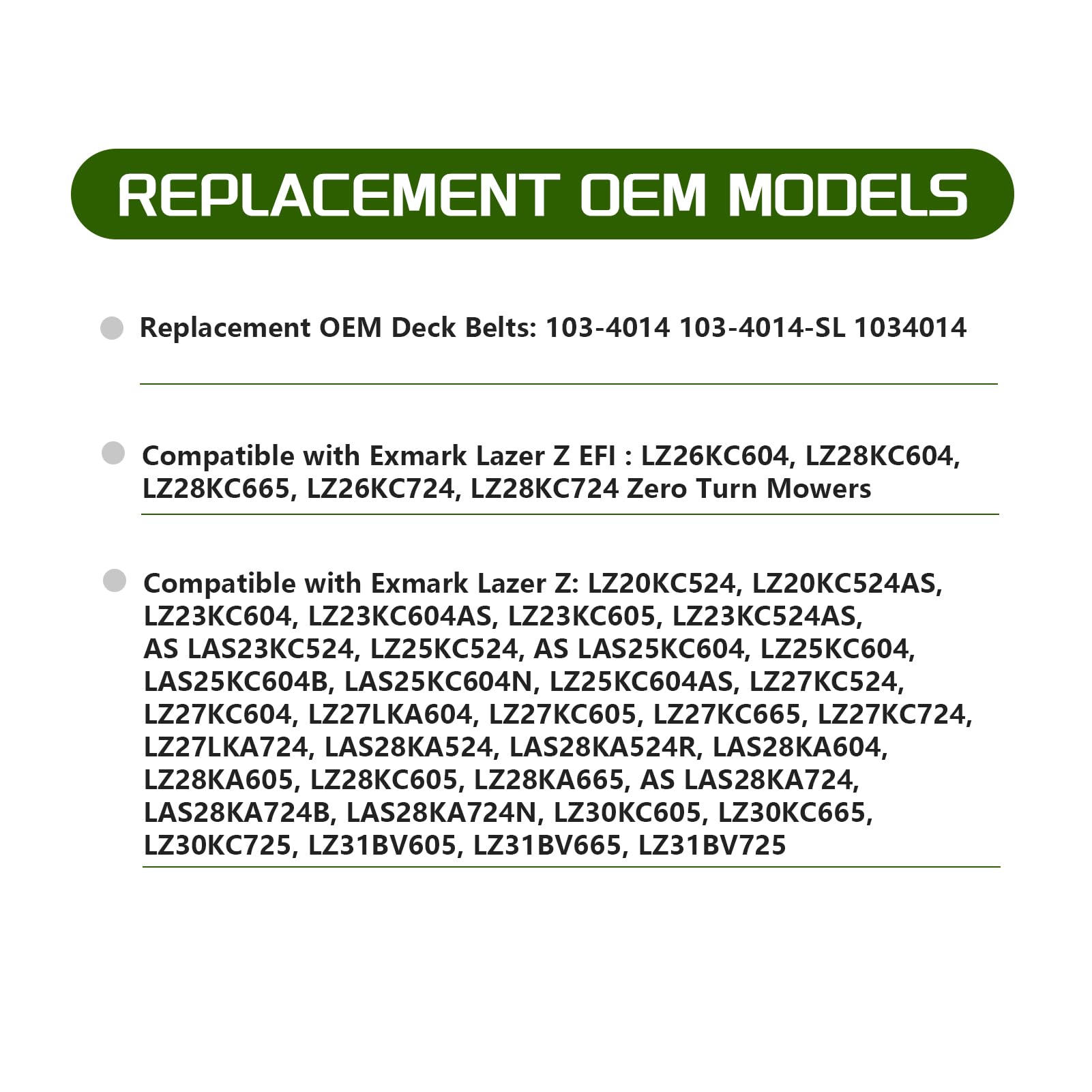 103-4014 Correa de transmisión para plataforma de corte repuestos para cortacésped 1.62 cm x 294.64 cm