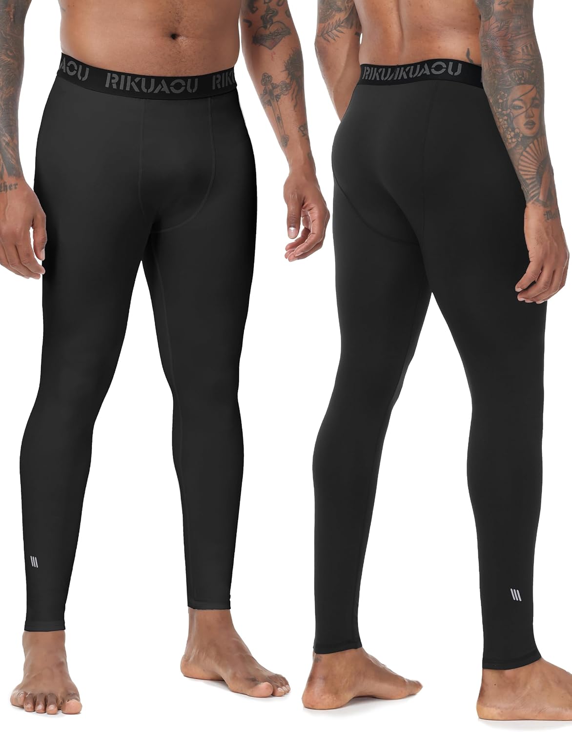 Mens Thermal Compression Pants, Fleece Lined Athletic Leggings Running Tights, Cold Weather Base Layer Winter Gear - Image 2