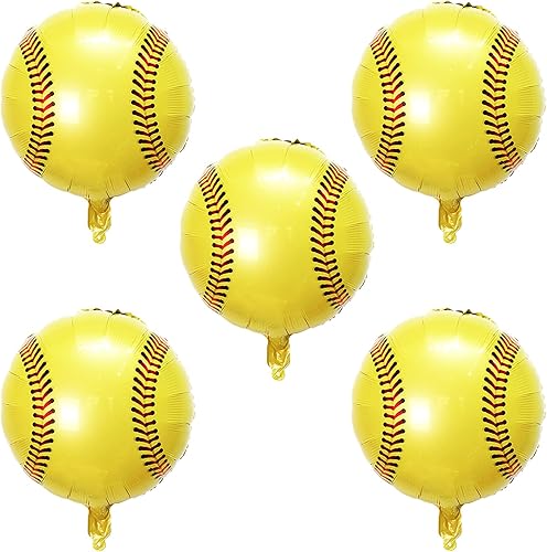 Miniatura 3 de 10 globos de sóftbol de papel de aluminio de Mylar de 18 pulgadas, globos deportivos redondos para sóftbol temático de cumpleaños, baby shower,