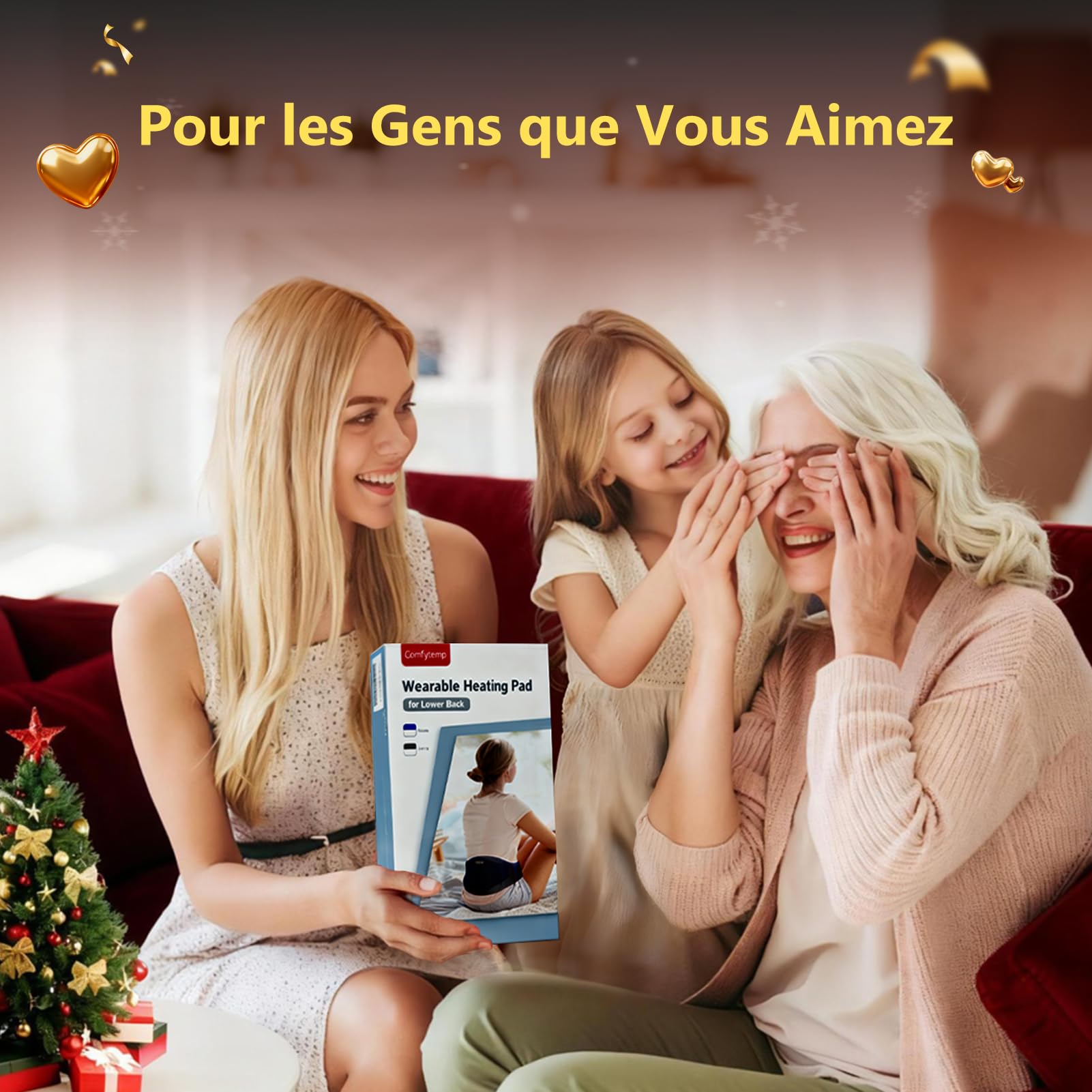 Comfytemp Ceinture Chauffante Lombaire sans Fil avec Massage Vibrant,3 Niveaux de Température & 3 Modes de Massage, Ceinture Dos Chauffante pour Détendre les Dos, Arrêt Automatique, 18x147cm