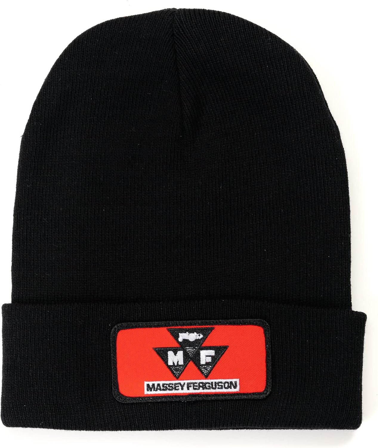 Black Knit Beanie Hat, Massey Ferguson Red Tractor Logo