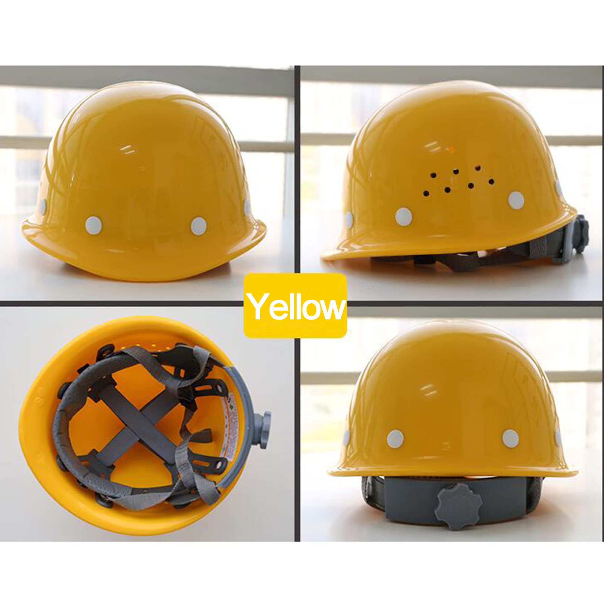 Casque de Sécurité Casque Frp Matériel 8 Points Casquette Doublée Casque de Sécurité Rigide Structure Casque, Ventilation Et Rotation Casquette Réglable, Protection Industri
