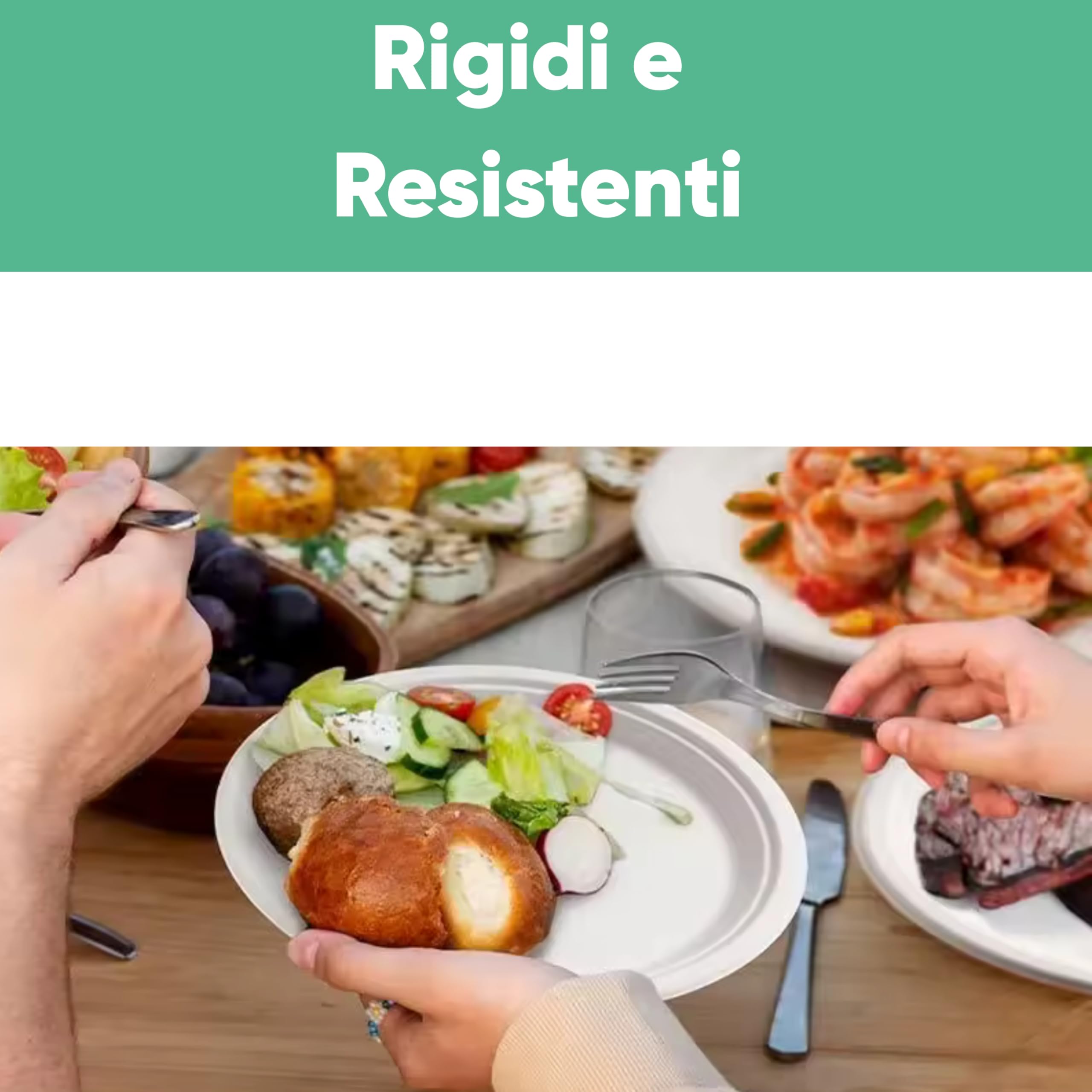 300 Piatti Piani Bianchi da Ø21cm - RIUTILIZZABILI - Base Antiscivolo, Robusti e Lavabili - Ideali per Sagre, Feste, Eventi - Scelta Ecologica e Sostenibile