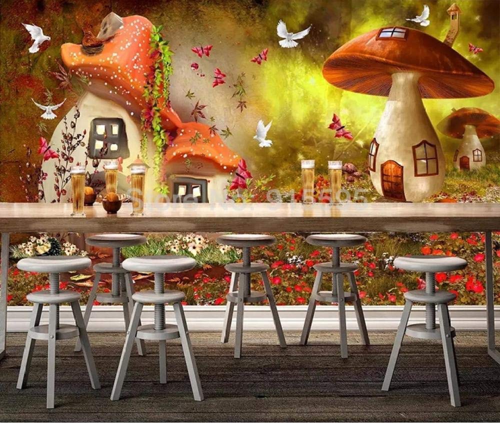 Papier peint photo 3D pour agrandir une petite chambre motif champignon