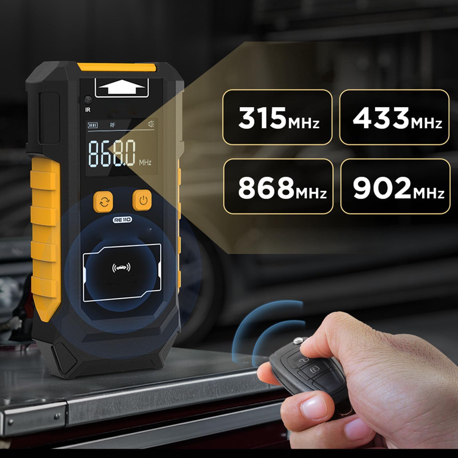 SENECESLI Tester per Chiavi Remote, Rilevatore di Frequenza per Chiavi della Macchina 433 MHz 868 MHz 902 con Display LCD, Tipo C e Alimentazione a Batteria, per Porta del Garage e Test del Segnale