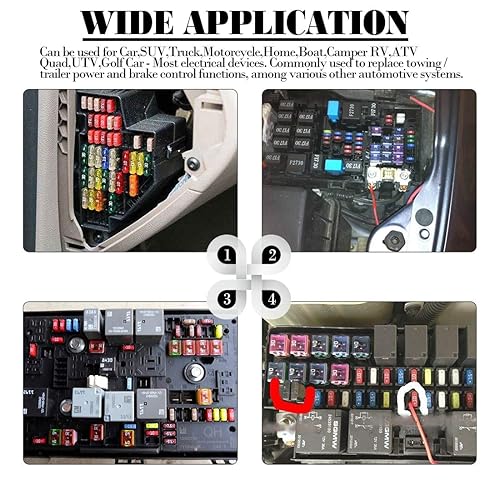 Miniatura 6 de Glarks 10 fusibles automotrices en forma de caja de perfil bajo y altoestándar 20A 30A 40A 50A 60A Fusible Surtido de Fusibles para Ford, ChevyGM,