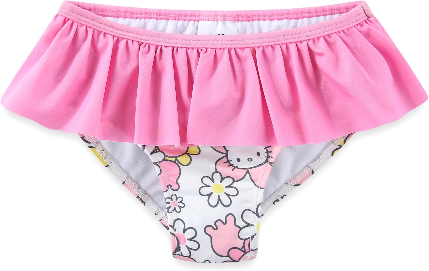 Hello Kitty Sanrio Girls UPF 50+ Long Sleeve Rash Guard & Bikini Bottom Two Piece Swimsuit Set for Little Kids