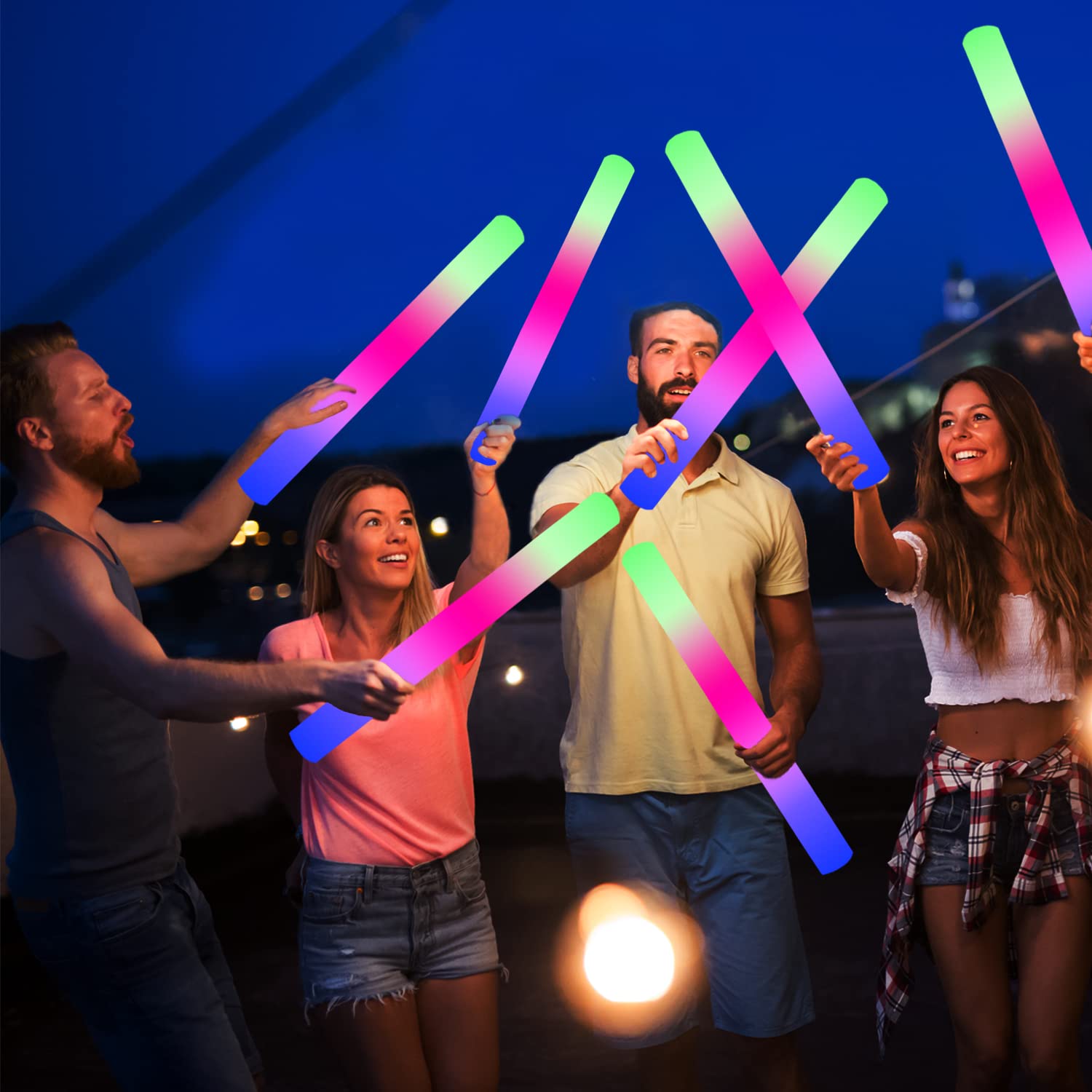 Leetous Glow in the Dark Party Supplies, 28 Pack Foam Glow Sticks Wands