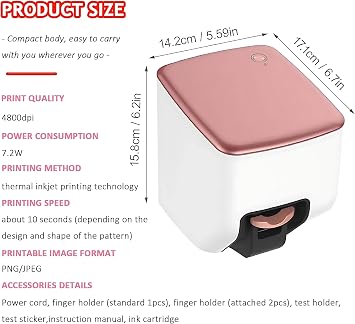 3D Nail Printer, Automatic Manicure Machine with 4800 DPI for Custom Art, APP Controlled, Fits Nail Shapes, Fast Drawing in 10 Seconds, Ideal for Home & Salon Use