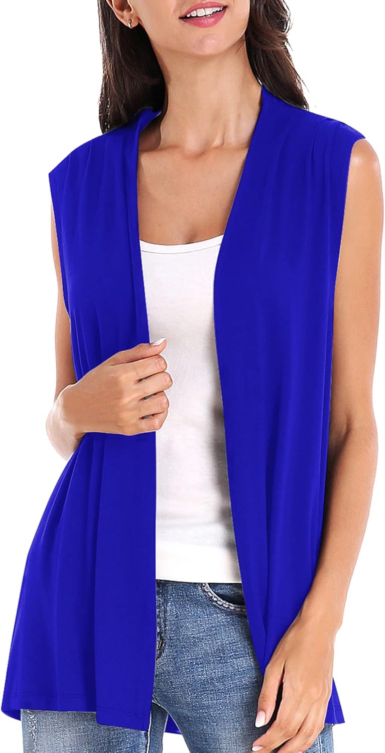 Urban CoCo Women's Sleeveless Cardigan Open Front Vest Lightweight Cool Coat - Image 2