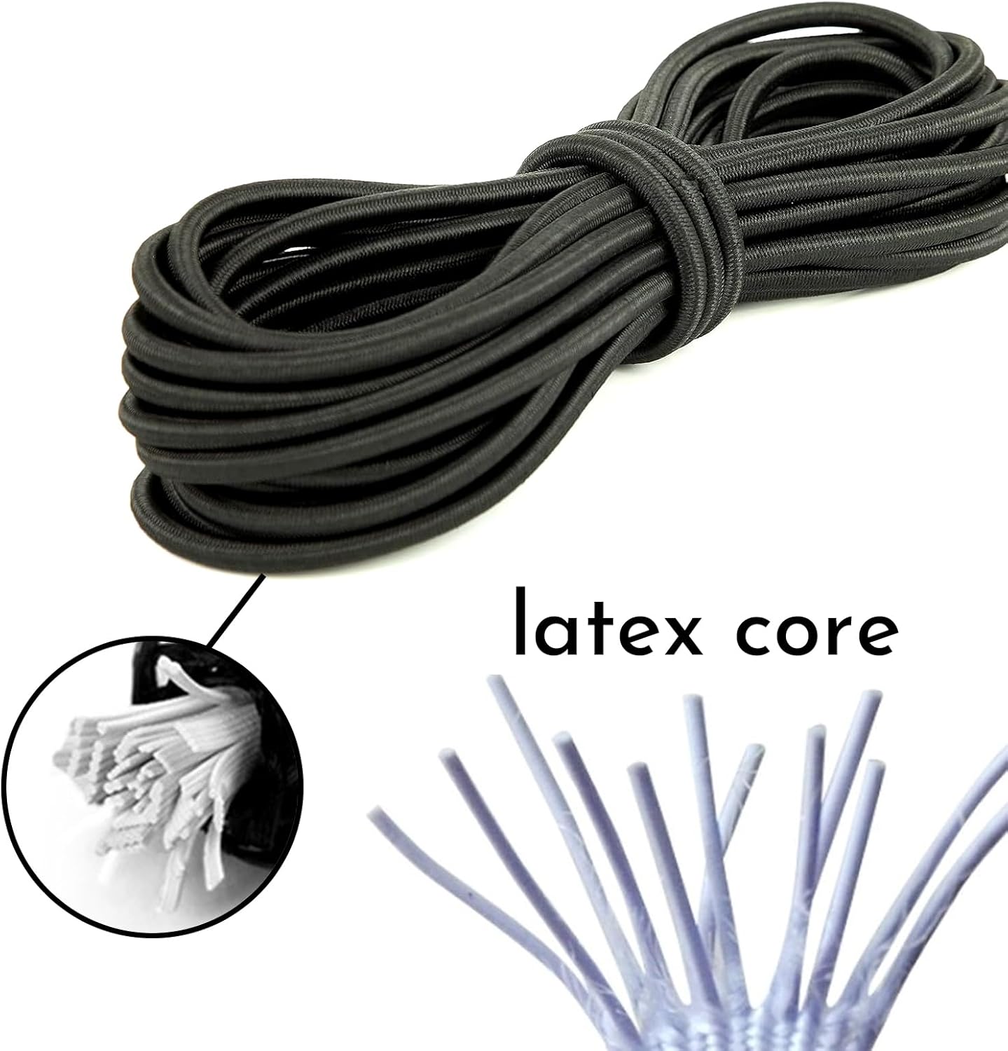 10 Meter Black Bungee Cord 4mm Round Elastic Cord Rope Solid Elastic String for Caravan Camping RVs Trunks Luggage Racks