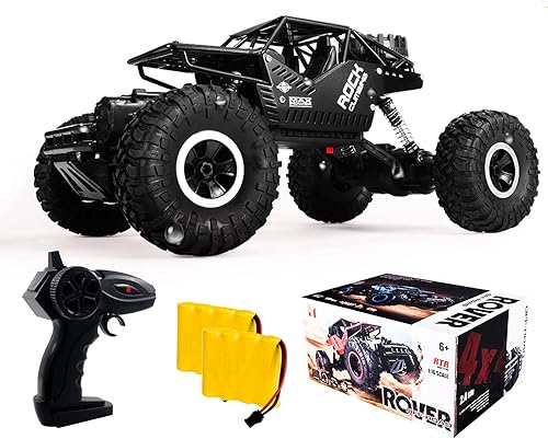 Camión de control remoto para automóvil RC 4x4 todoterreno Monster Truck para niños 24 GHz 116 Rock Crawler con dos baterías recargables