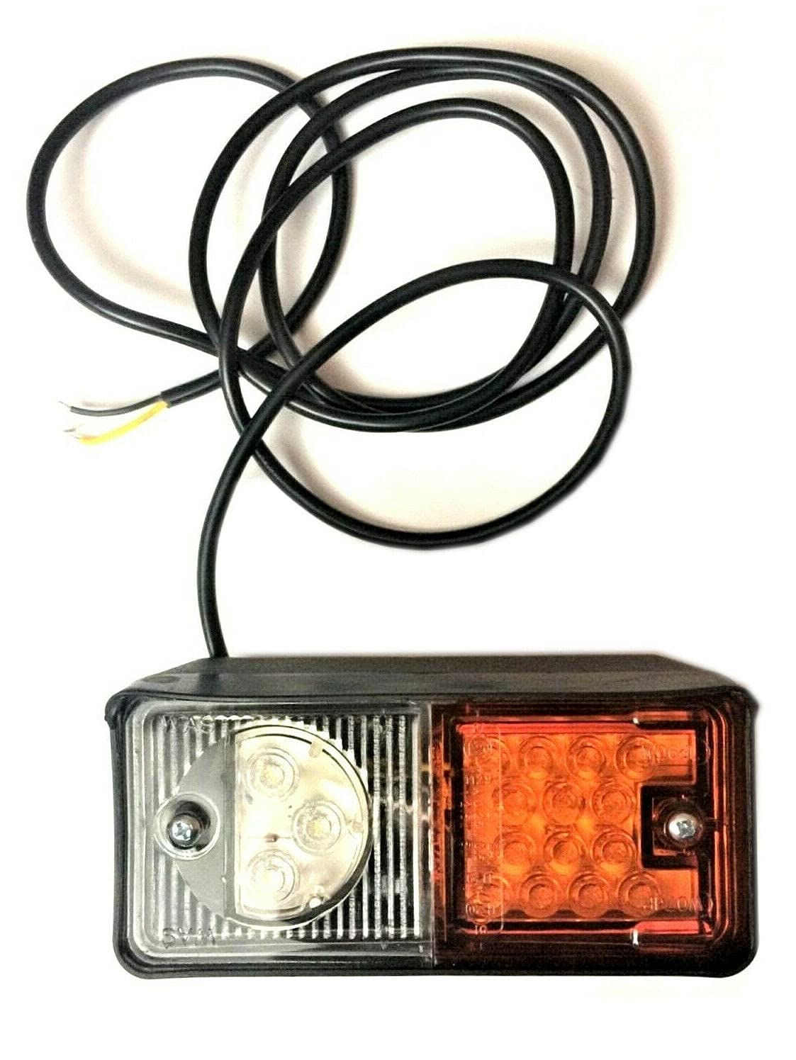 2x LED Positionsleuchte mit Blinker 12V/24V für Traktor Schlepper Gabelstapler Baumaschinen Bagger Schneepflug – rechts & links, IP66/68, E20, robustes Fahrzeuglicht