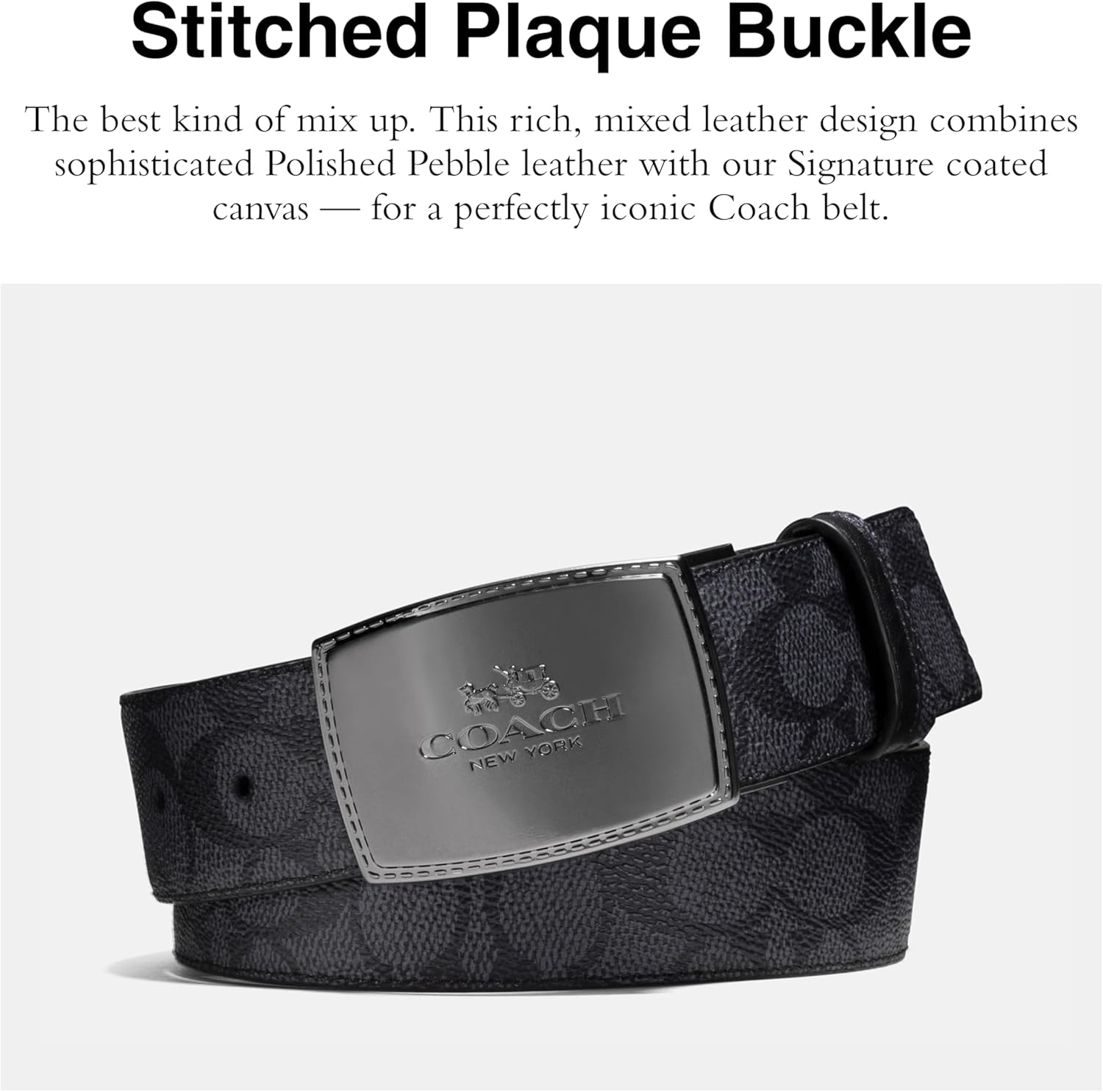 COACH Stitched Plaque CTS/Rev Signature Belt - Image 2