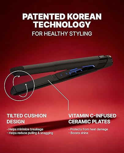 Miniatura 4 de GLAMPALM Plancha de pelo de cerámica de 1 pulgada con infusión de Vita C, herramienta profesional de salón número 1 de Corea, cable giratorio 3D