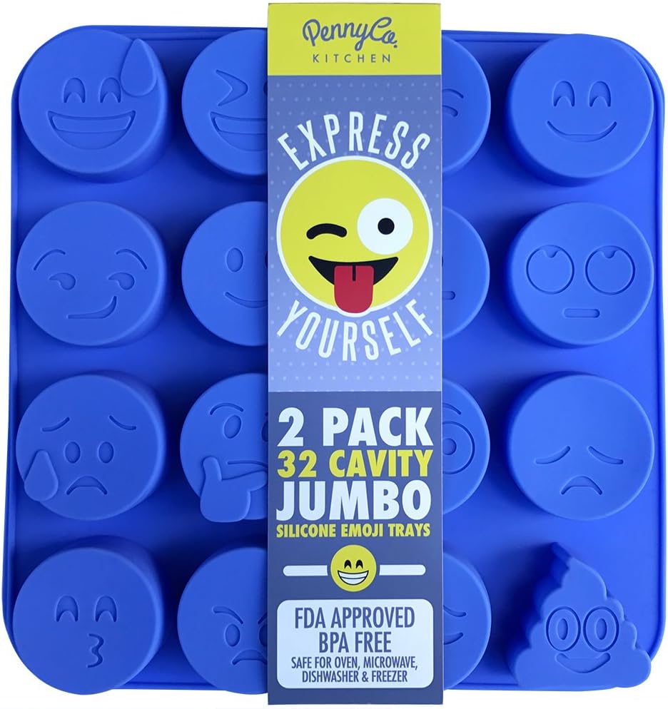 Jumbo Sized Silicone Emoji Molds - 32 Cavity 2 Pack