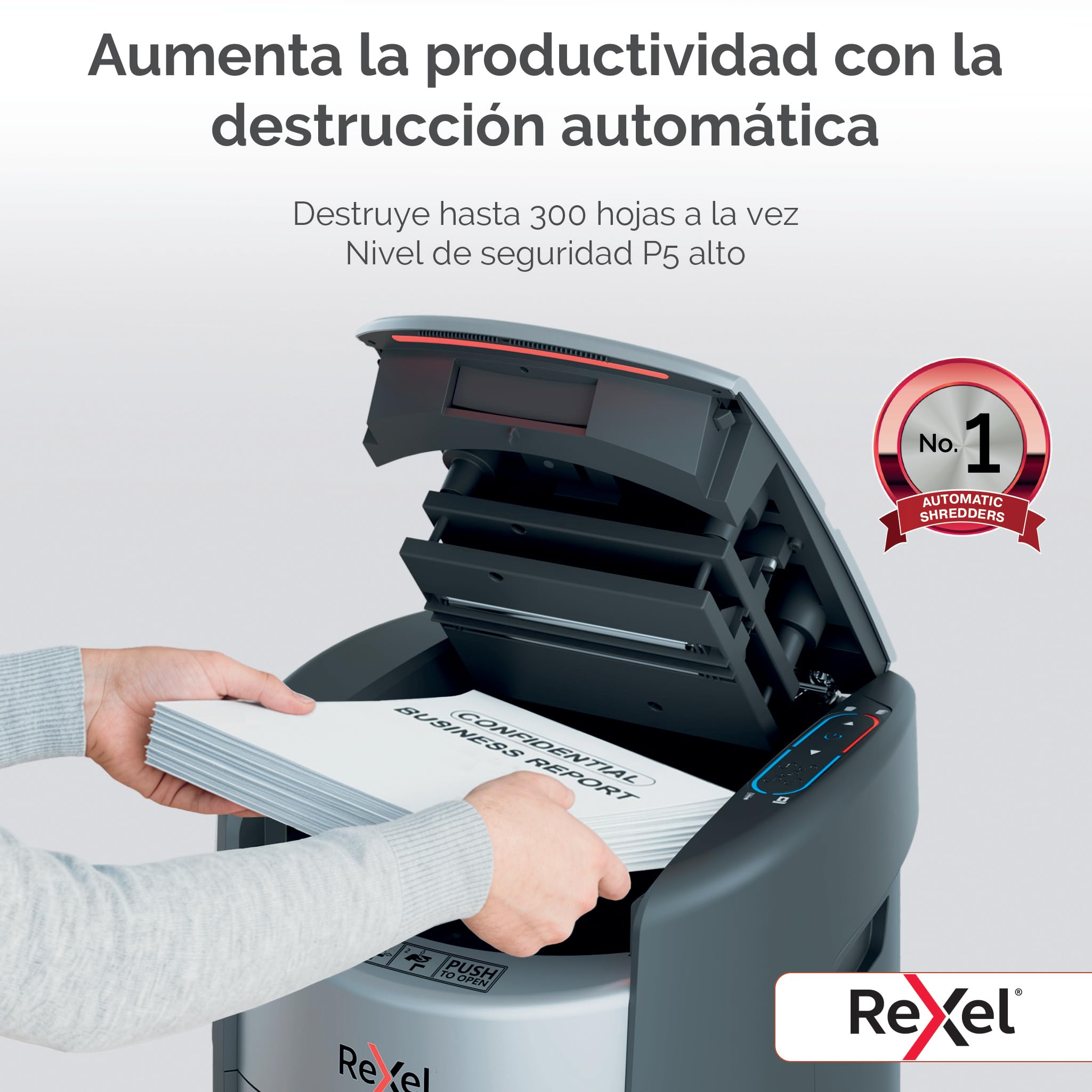 Rexel ShredMax AutoFeed+ 300M destructora microcorte P5, 300 Hojas