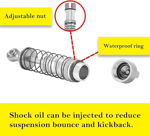 Miniatura 5 de Kimapeso Aluminio 52MM RC Amortiguador de viaje largo ajustable Amortiguador roscado de aceite para TRX4M 118 RC Crawler Actualizaciones Accesorios