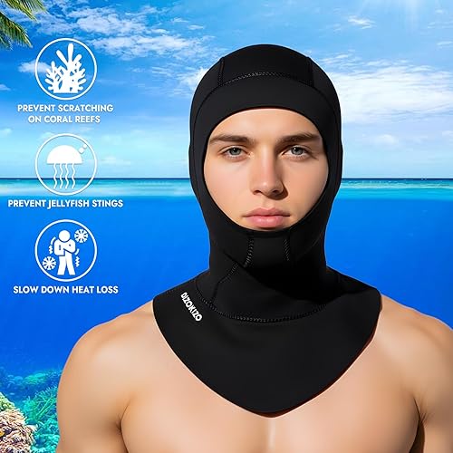 Miniatura 5 de Capucha de buceo de neopreno térmico de 0.118 pulgadas para hombres y mujeres, gorro de neopreno para esnórquel, kayak, vela, surf con ventilación