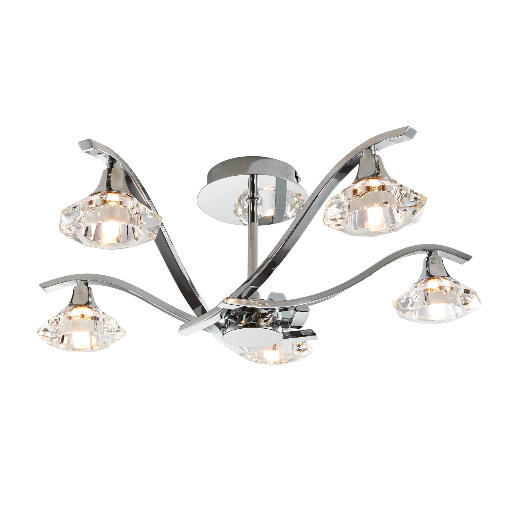 Endon Chrome 5 Light Semi-Flush Ceiling Light Finish: