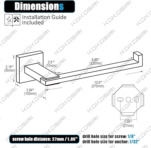 Miniatura 2 de KOKOSIRI Barra de toalla de mano cromada para baño, soporte para anillo de toalla montado en la pared para gabinete de inodoro de cocina acero