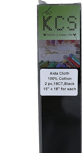 Miniatura 117 de KCS 2 piezas de tela de algodón Aida de punto de cruz contado de 15" x 18" para bordado (Lino, 14CT)