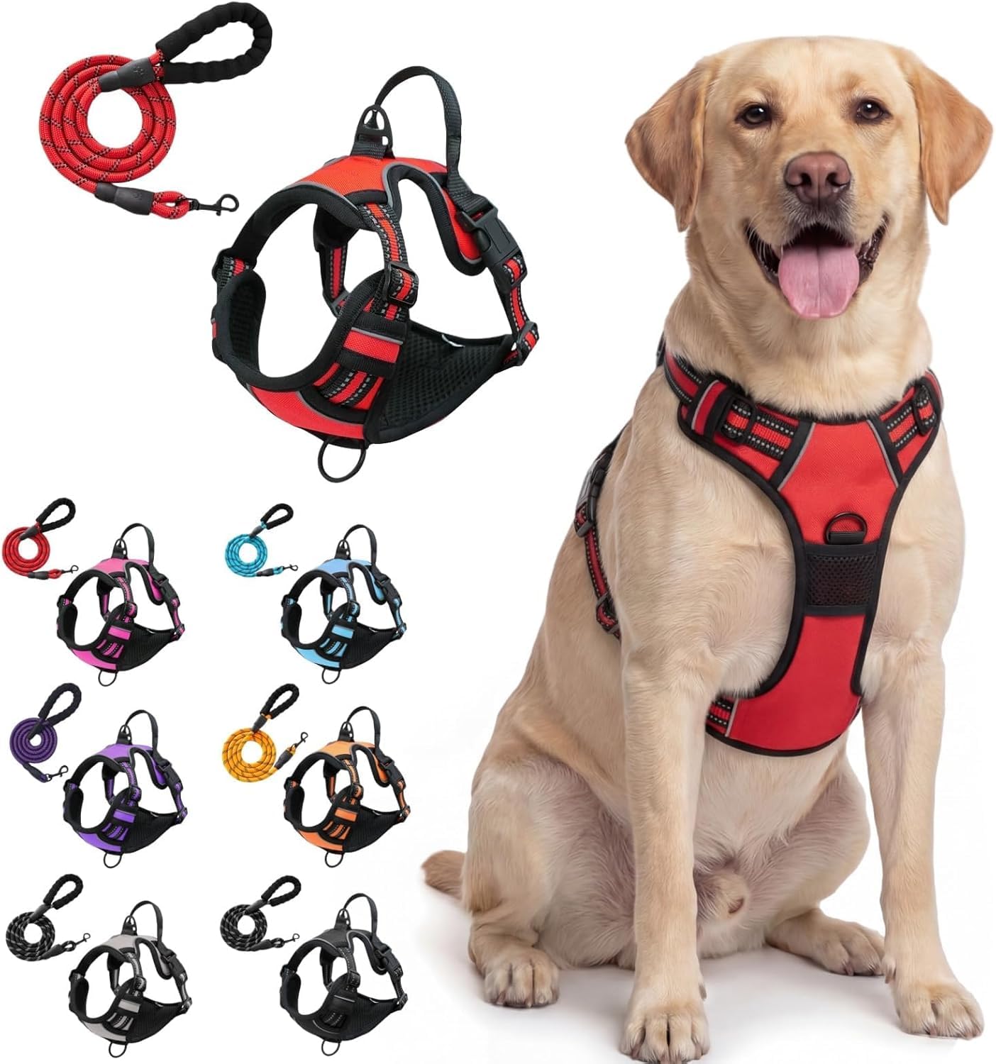 𝐏𝐚𝐫𝐨𝐩𝐞𝐭 No Pull Dog Harness, Front Clip Training Lead Adjustable Padded Dog Harness for Puppy Small Medium Large Dogs