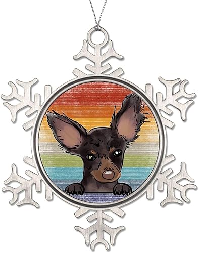 Miniatura 7 de Juguete ruso Terrier Metal Copo de Nieve Adornos de Navidad Acuarela Peeking Perro Mamá Mascota Adorno de Navidad Gay Rainbow Perro Amante Adornos