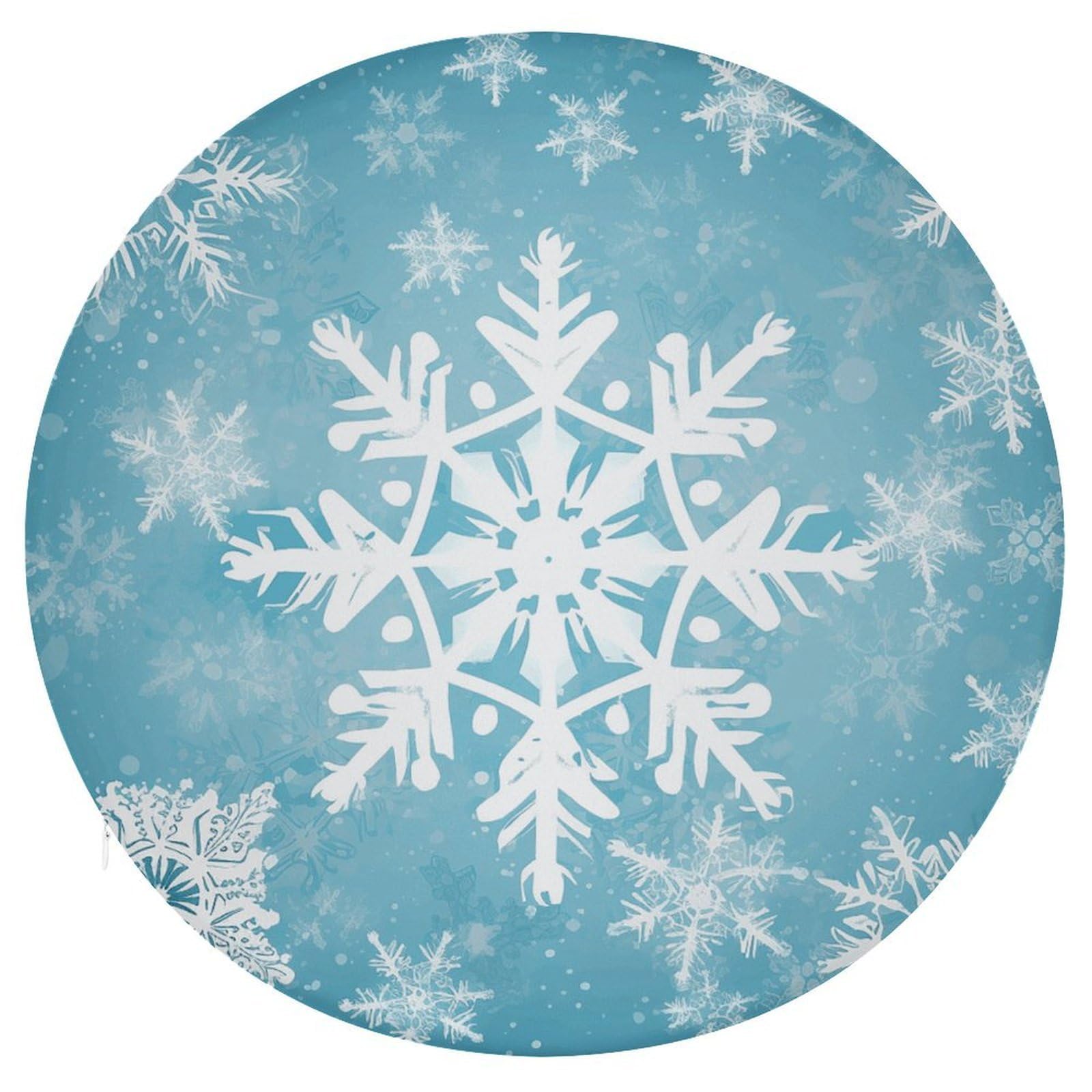 FekiLoot - Winter Round Memory Foam Chair Cushion Snowflake Pattern Cushion with Removable Cover for Bedroom Sofa Kitchen Office 15.3 x 15.3 Inch