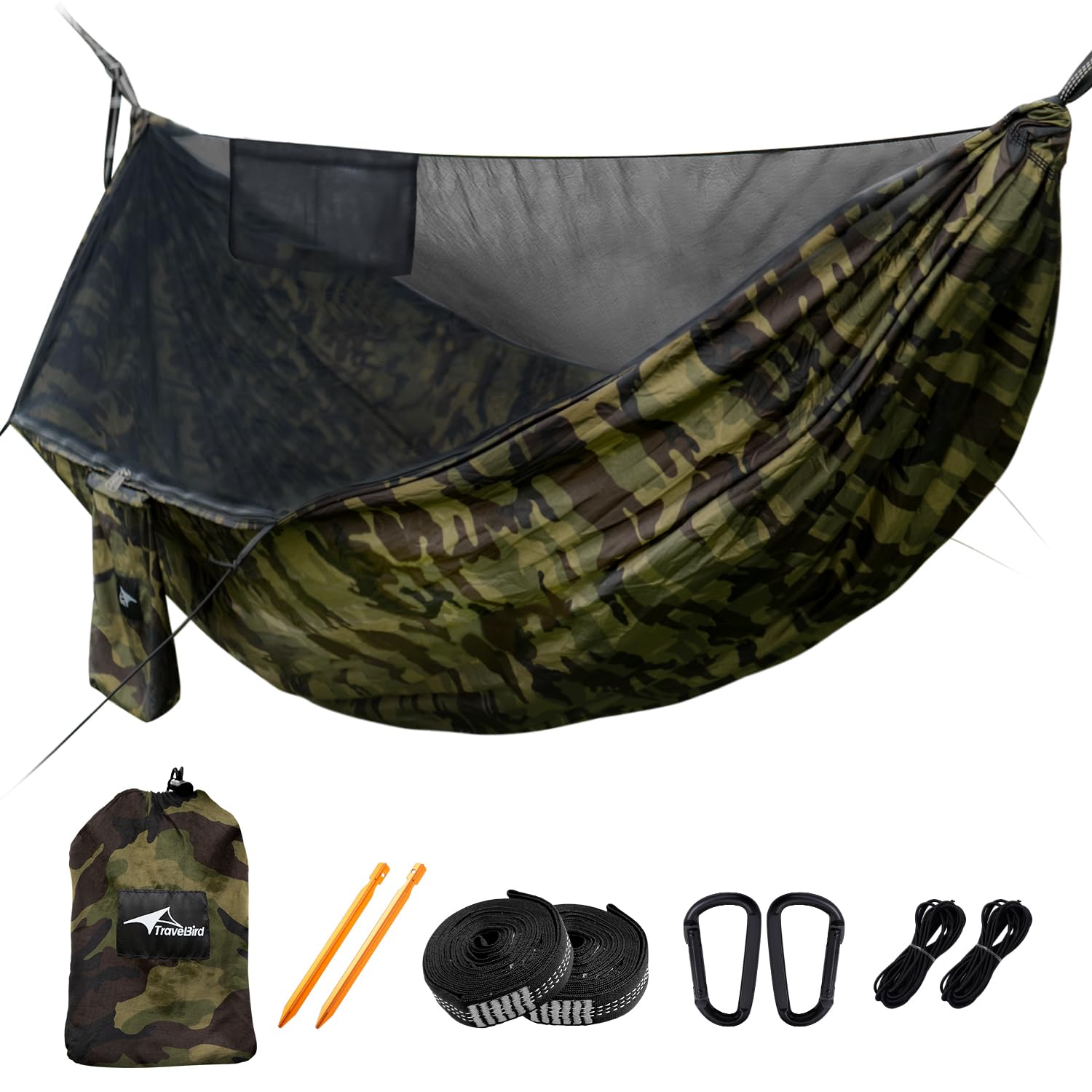 Travel Bird Camping Hammock with Mosquito Net and Ridge Rope, 290 * 140CM Large Space, Portable Lightweight Hanging Hammocks with Tree Straps for Outside, Hiking, Travel and Backpacking โ image 1