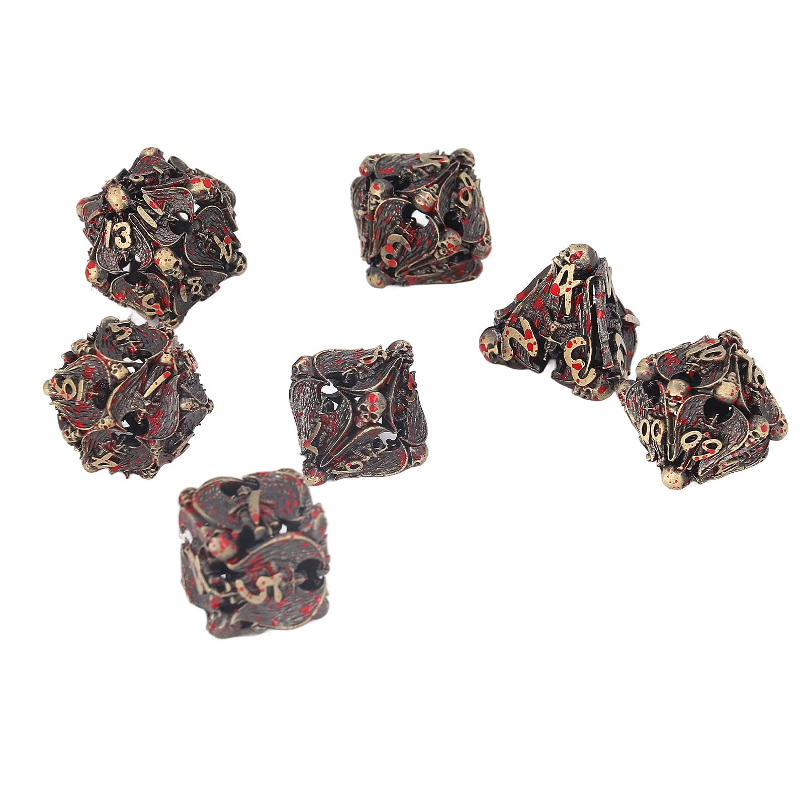 7 PCS Role Playing Dice,Metal Dice Set Board Game Dice for Role Playing Game (Bronze Red)