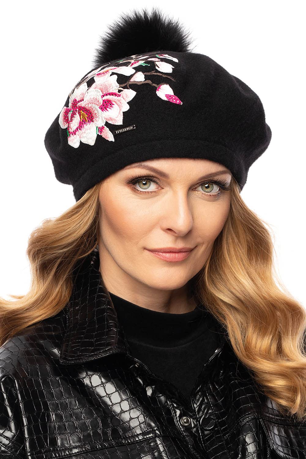 VIVISENCE Berretto da Donna con Pompon, Elegante Berretto Invernale Caldo e Confortevole Copricapo in Inverno e Autunno, Caldo e Spesso, Berretto Classico da Donna, Prodotto nell'UE