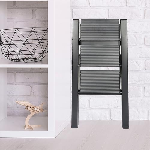 Miniatura 5 de Taburete plegable de escalera de 3 escalones, escalera plegable antideslizante con pedal expandido, para uso en casa y oficina, taburete de cocina